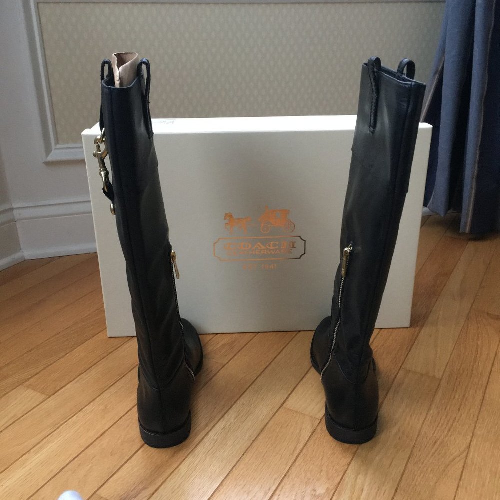 NWT COACH Martta Black Leather Boots Size 6 - Picture 6 of 10